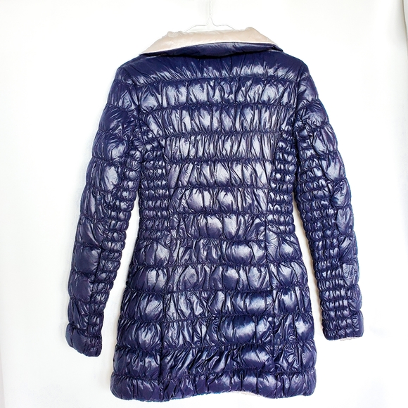 Reversible Laundry by Shelli Segal Navy Blue/White Silver Puffer Jacket - Picture 8 of 12